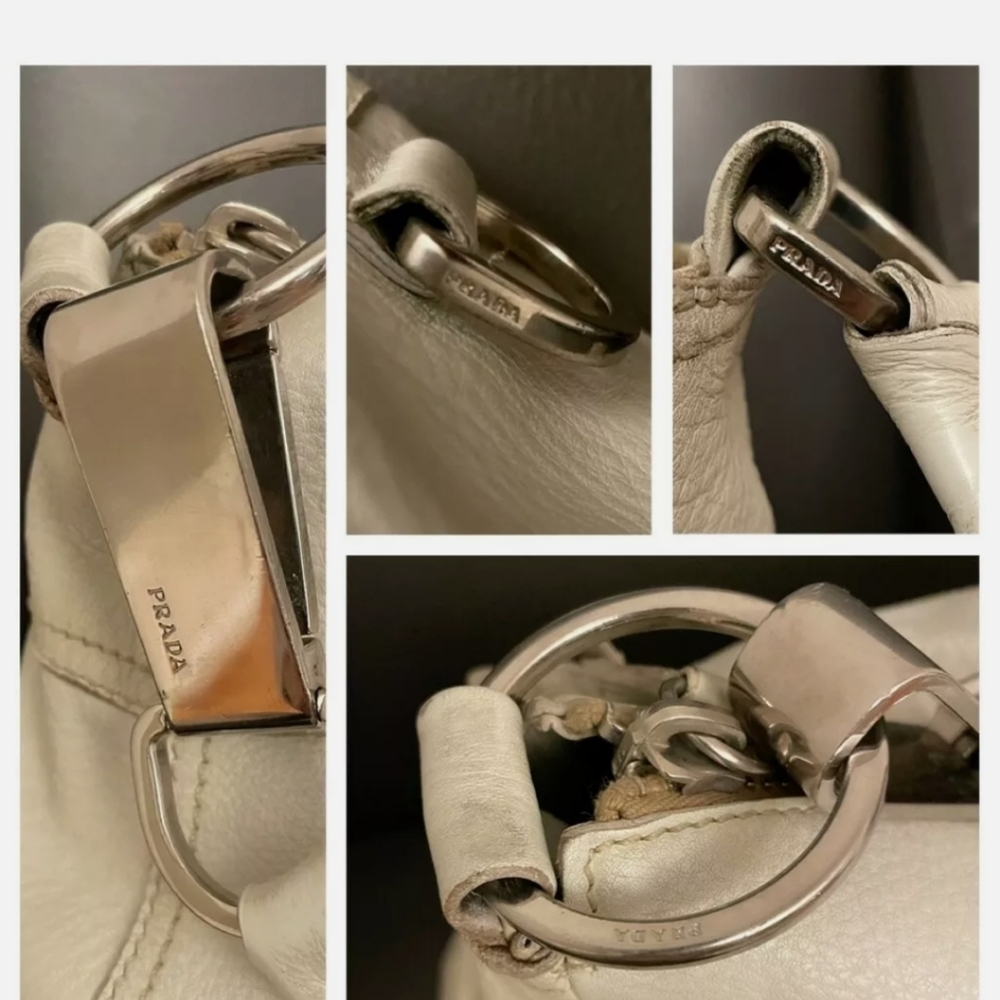 Prada Vitello Bag Winter White/Cream Large Tote Purse Bag - Picture 4 of 10